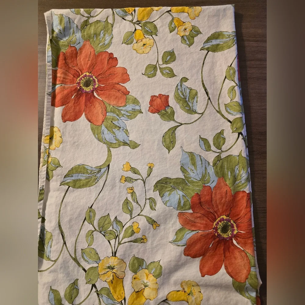 Pottery Barn Sophia Poppy Shower Curtain - Red, Yellow, Green Organic Boho - Picture 2 of 2